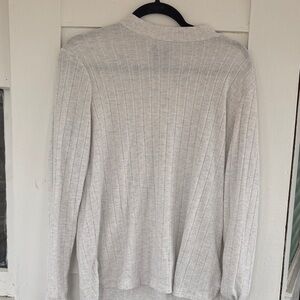 White Ribbed Womens Sweater - Classic Crew Neck